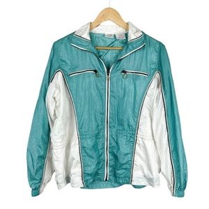VINTAGE SJB St Johns Bay Teal & Ivory Track Suit Jacket Size Large